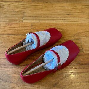 NEW Reformation Melissa Mary Jane Flat Scarlet Red Size 6